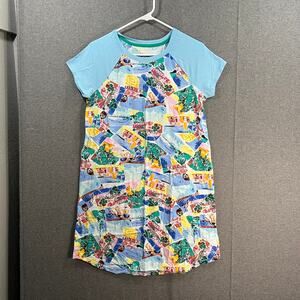 Cuddl Duds Cotton Core Raglan Sleep Shirt LightBlue/Pstcd,X-Small